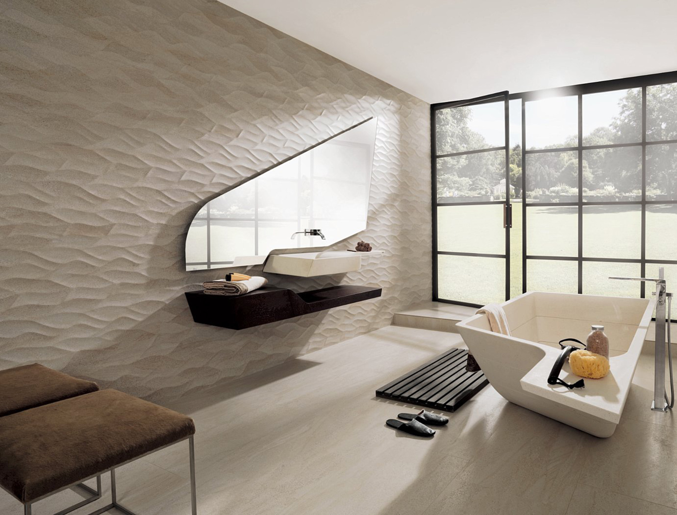 Badezimmer in Natursteinoptik