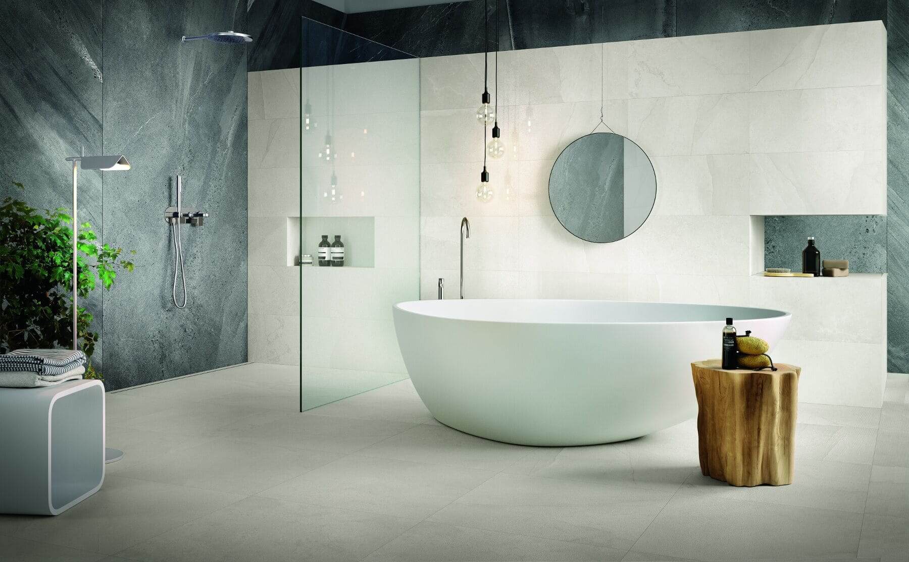 Badezimmer mit Großformatfliesen Kerana